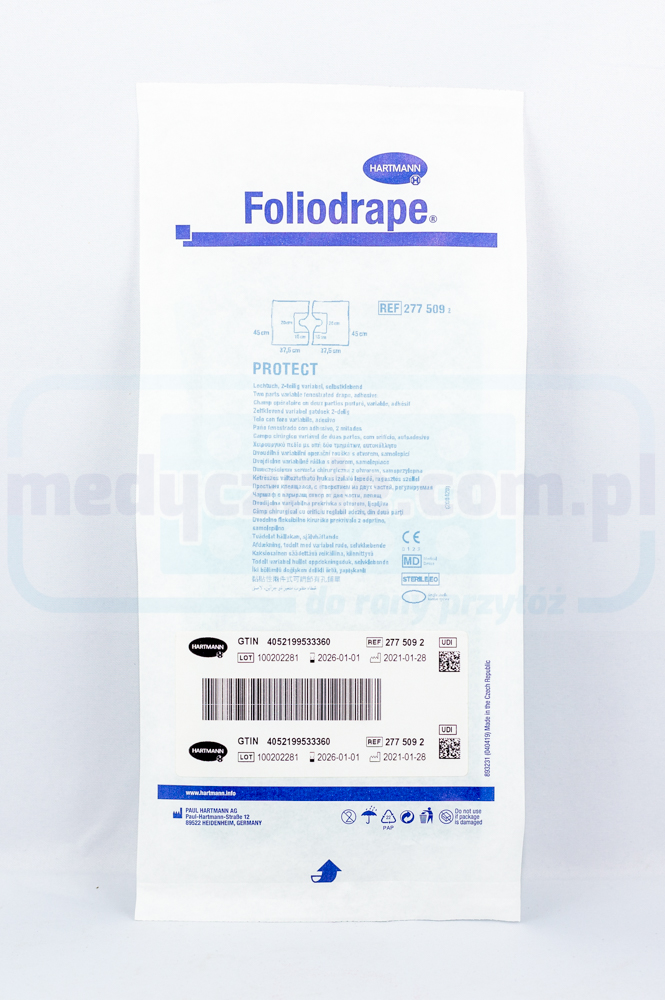 Serweta sterylna Foliodrape 2 części 45x75 z otworem REF 277509